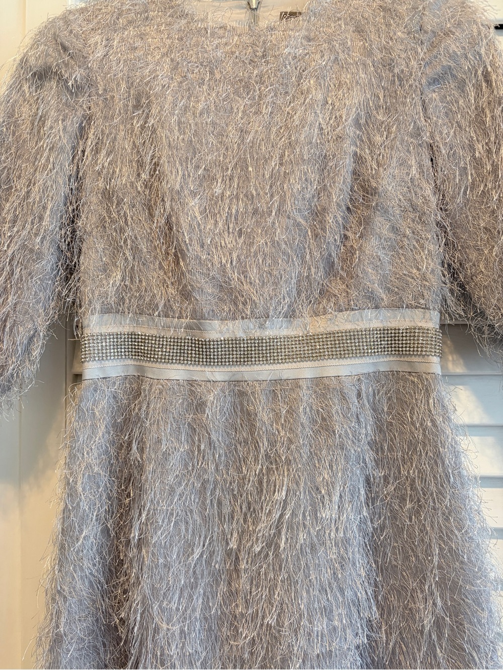 Lev Milano New York dress mother of the bride groom wedding guest, gray fringe S - Picture 8 of 12